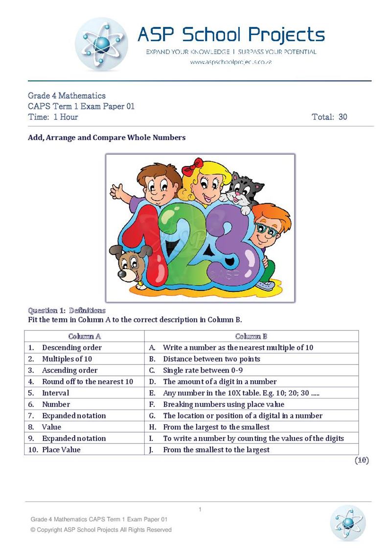 Grade 4 Exam Papers and Answers